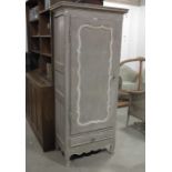 A French style painted shelved cupboard, with ogee