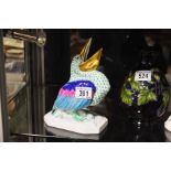 Herend porcelain Pelican, large, green fishnet,