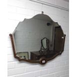 1920's walnut half framed wall miror, shaped bevel