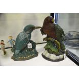 Cast metal doorstop, Kingfisher, and another in t