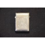 Silver vesta case, with embossed flower and leaves