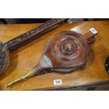 Early 19th Century oak fire bellows, 'bullseye' tu