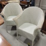 A pair of Lloyd Loom Belvoir chairs, pale grey (2