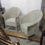 A pair of Lloyd Loom Belvoir chairs, pale grey (2