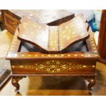 An inlaid hardwood qur'an box, with lift up lid an