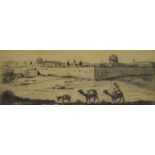 J Eisenberg Jerusalem, etching and three similar.