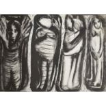 Sajitha R Shankar, Figural abstract, charcoal, si