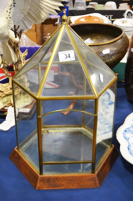 A hexagonal vivarium, brass persian style bowl on - Image 2 of 3