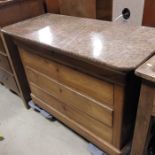 French marble topped commode, fitted frieze drawer