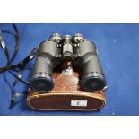 A pair of Swift Saratoga 8 x 40 binoculars in leat