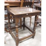 An oak, 18th Century style side table on turned su