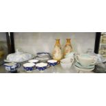 Two blue and white tureens and covers, a pair of C