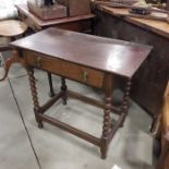 Late 18th Century oak side table, fitted single dr