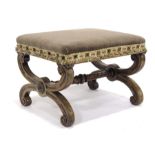 19th Century cross-framed stool, spiral turned stretcher