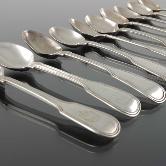 A matched set of ten George III and later silver egg spoon - Image 2 of 4