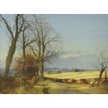 Peter Newcombe (b,1943), Winter Sunshine at Eastcote Northamptonshire, watercolour