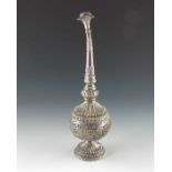 A Persian white metal sprinkler bottle, 19th century Kutch