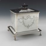 A Victorian silver plated biscuit box