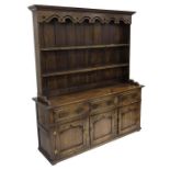 A George III style oak dresser and rack