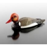 An Italian cold painted silver model of a red crested pochard duck