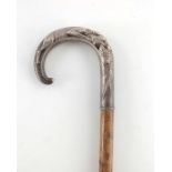 An Elizabeth II silver handled walking stick, W I Broadway and Co