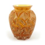 Rene Lalique, an amber and white enamelled Chamois glass vase