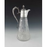 A Victorian silver plated and cut glass claret jug