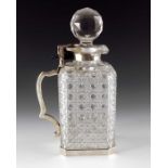 A Victorian silver and cut glass Betjemann's patent spirit decanter, George Betjemann and Sons, Lond