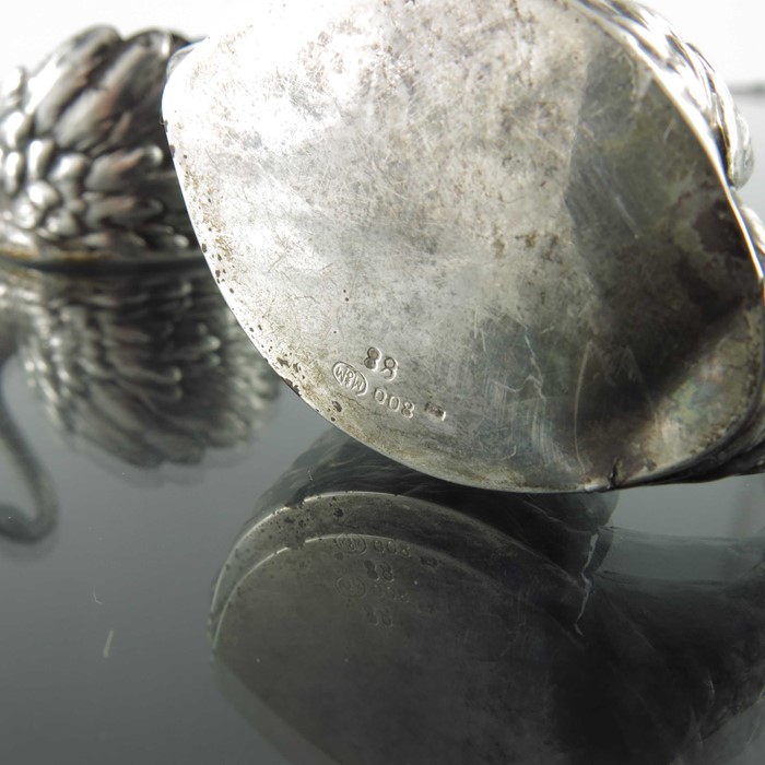 A matched pair of German silver novelty swan pin cushions or salts, Martin Mayer - Image 2 of 2