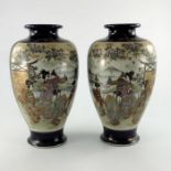 A pair of Japanese Satsuma vases, Meiji