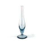 Geoffrey Baxter for Whitefriars, a cut glass Arctic Blue vase, model 9529