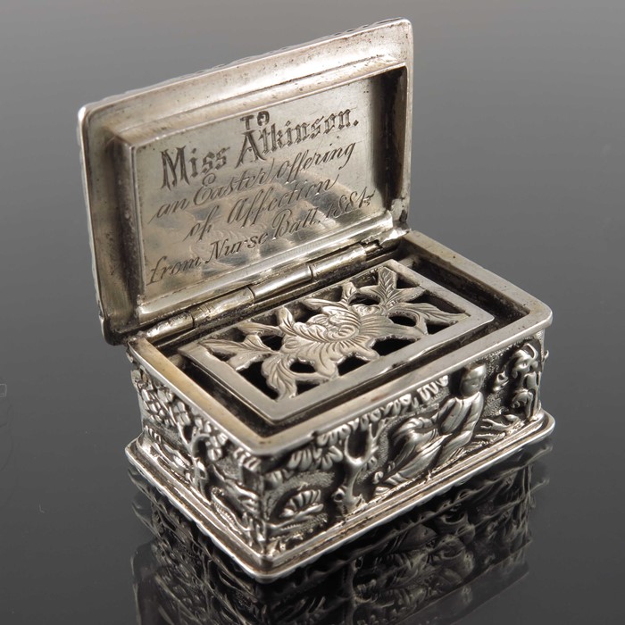 A 19th century Chinese export silver vinaigrette - Image 4 of 6