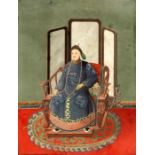 An early 19th century Chinese Imperial portrait of Emperor Jiaqing