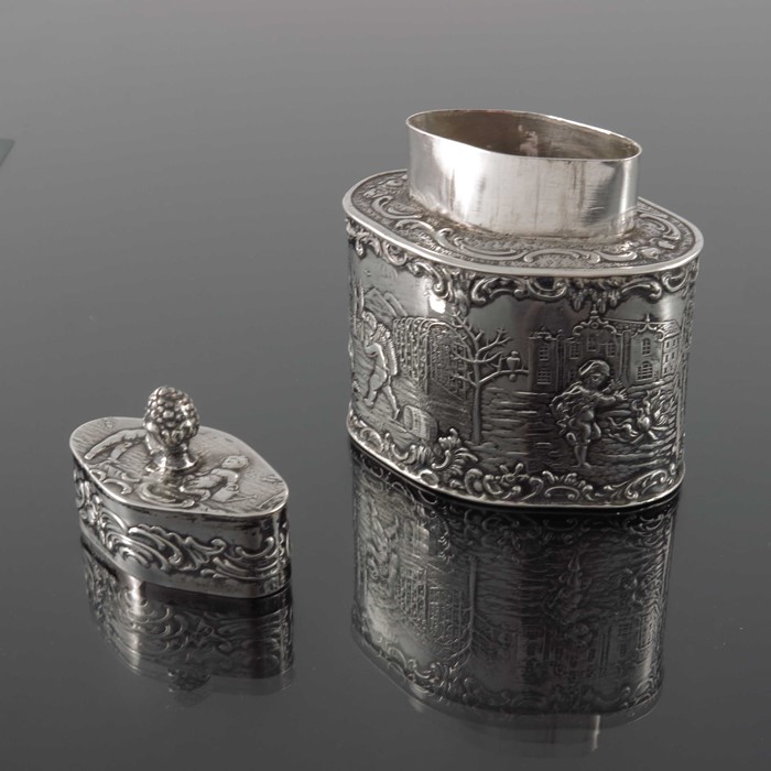 A 19th century Dutch silver tea caddy, import marks Samuel Boyce Landeck - Image 3 of 7