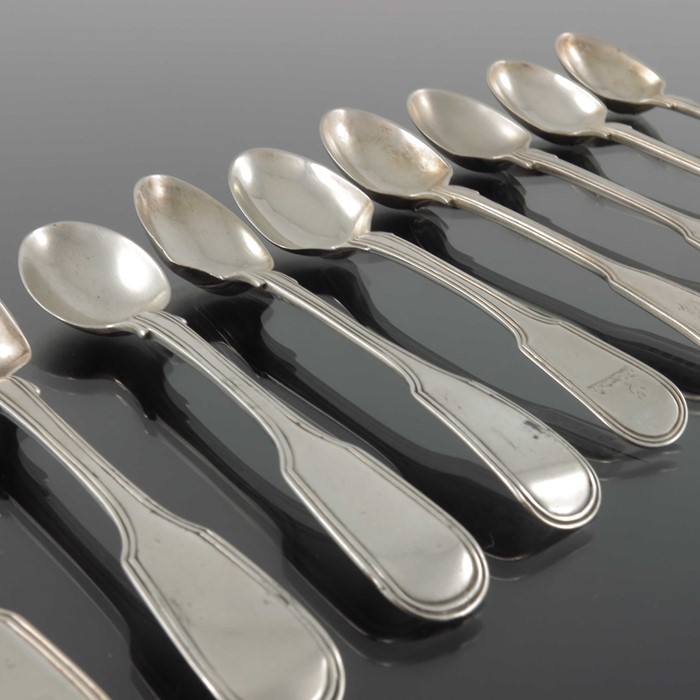 A matched set of ten George III and later silver egg spoon - Image 4 of 4