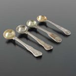 Four George IV silver salt spoons