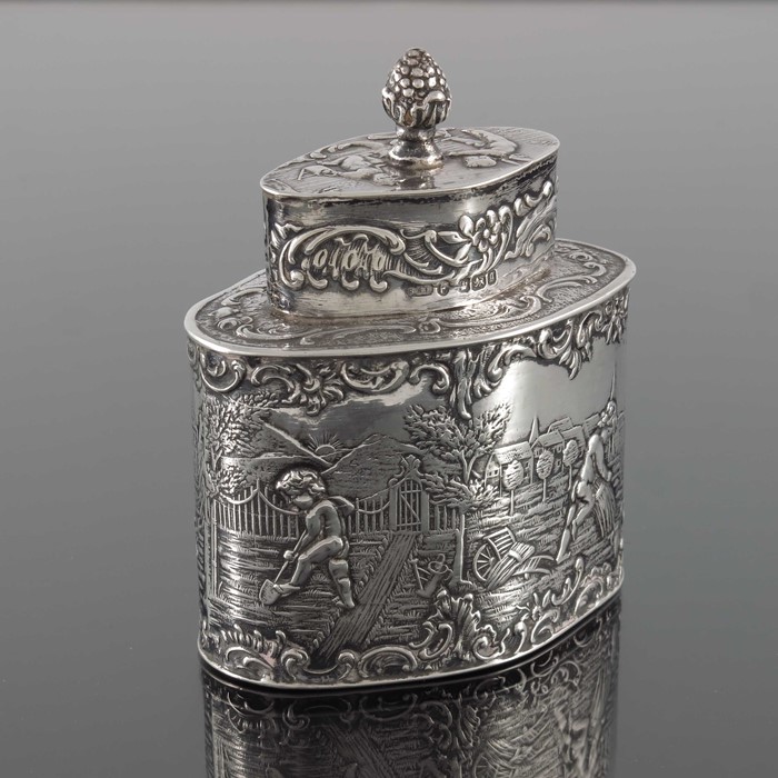 A 19th century Dutch silver tea caddy, import marks Samuel Boyce Landeck - Image 6 of 7