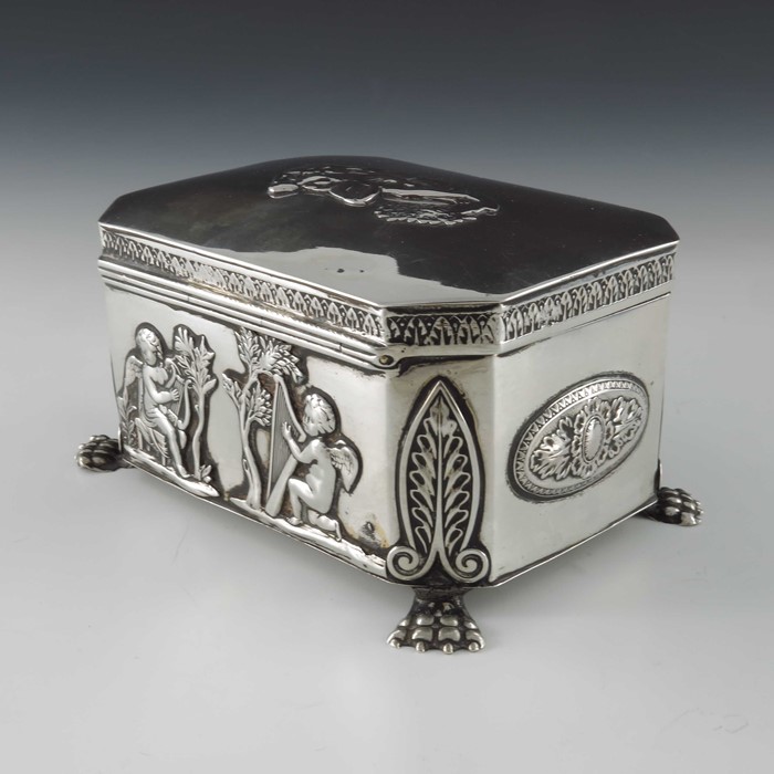An early 19th century Biedermeier German silver gilt tea caddy or sugar box, Johann Ludwig Gerike, B - Image 3 of 4