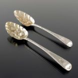 Two George III silver table spoons converted to berry spoons