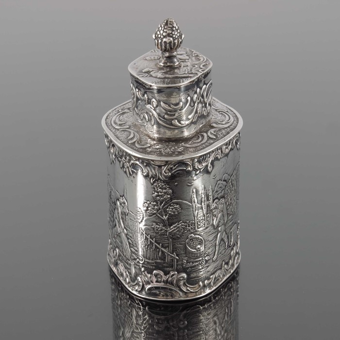 A 19th century Dutch silver tea caddy, import marks Samuel Boyce Landeck - Image 5 of 7