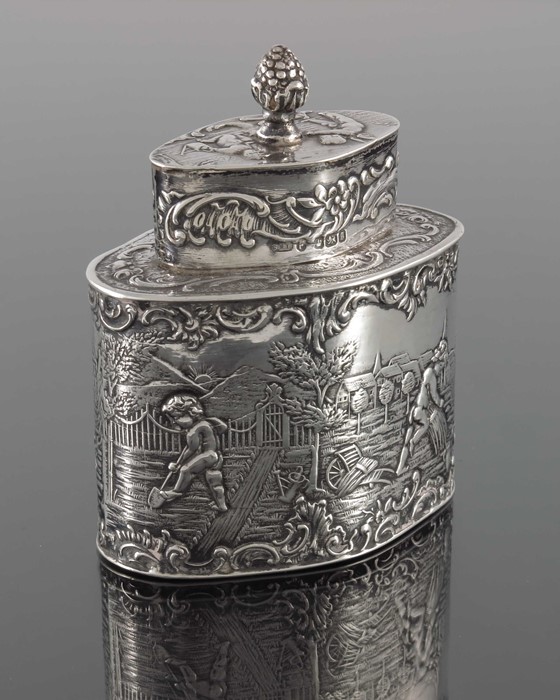 A 19th century Dutch silver tea caddy, import marks Samuel Boyce Landeck - Image 7 of 7