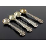 Four matched George III silver salt spoons, Josiah and George Piercy