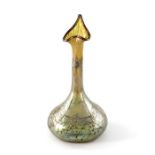 Loetz, a Secessionist iridescent glass and silver overlay Candia Papillon vase