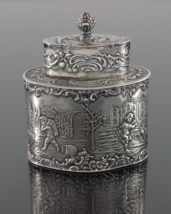 A 19th century Dutch silver tea caddy, import marks Samuel Boyce Landeck