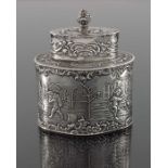 A 19th century Dutch silver tea caddy, import marks Samuel Boyce Landeck