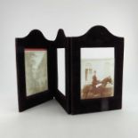 A Victorian sepia photograph printed on glass, Lady on horseback