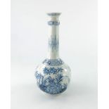 English delft blue and white bottle vase, circa 1730