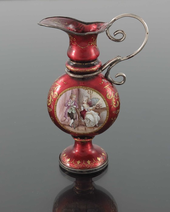 A Viennese silver gilt and enamelled small ewer - Image 9 of 9