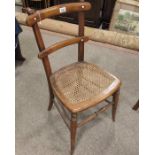 A Victorian beech and cane seated bedroom chair