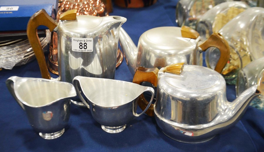 A Picquot Ware spun aluminium five piece tea set i